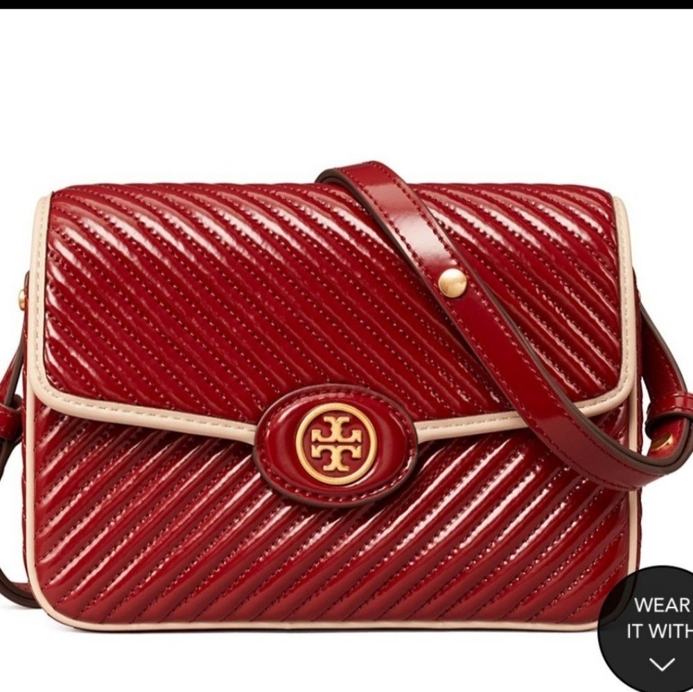 TORY BURCH ROBINSON PATENT  Red Shoulder Bag - Picture 4 of 8